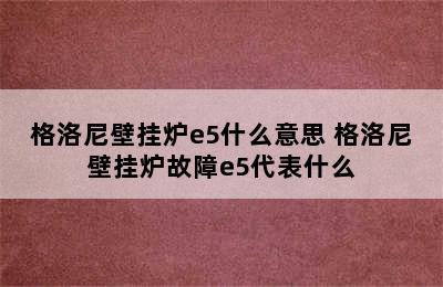 格洛尼壁挂炉e5什么意思 格洛尼壁挂炉故障e5代表什么